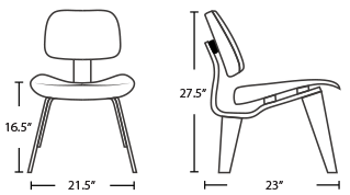 eames plywood chair dimensions