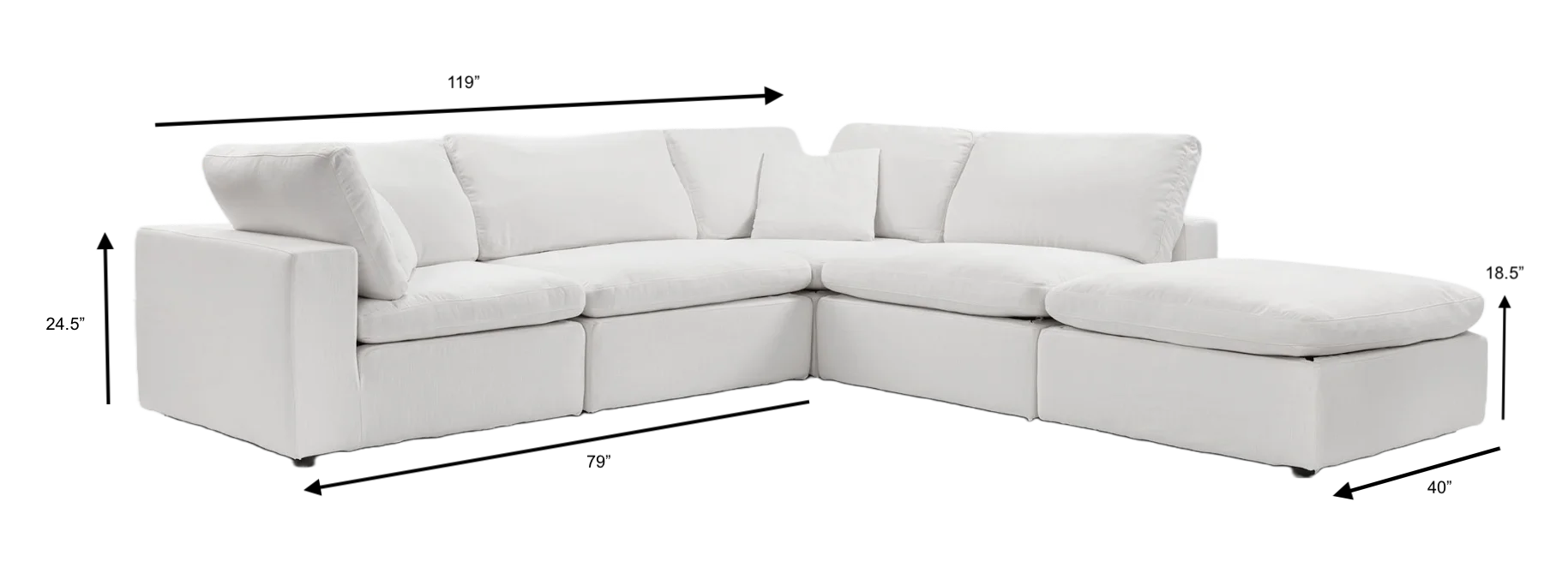 Serena Modular Sofa | 4 Seater & Ottoman